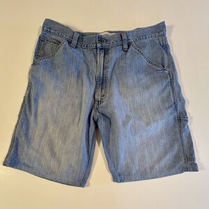 LEVI'S Carpenter Workwear Jean Shorts Light Wash Baggy Men's W38 Cotton Denim